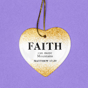  Christmas Gold Glitter Bible Verse Faith Heart Ceramic Tree Decoration