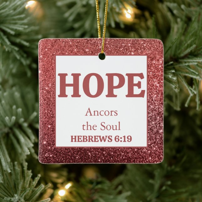  Christmas Gold Glitter Bible Verse Hope  Ceramic Ornament (Tree)