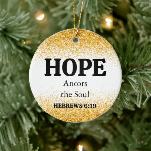  Christmas Gold Glitter Bible Verse Hope  Ceramic  Tree Decoration