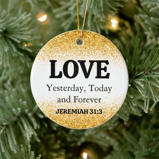  Christmas Gold Glitter Bible Verse Love  Ceramic Tree Decoration (Tree)