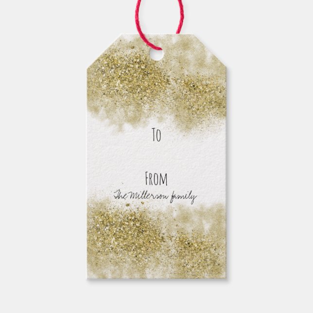 Christmas Gold Glitter Gift Tags (Front)