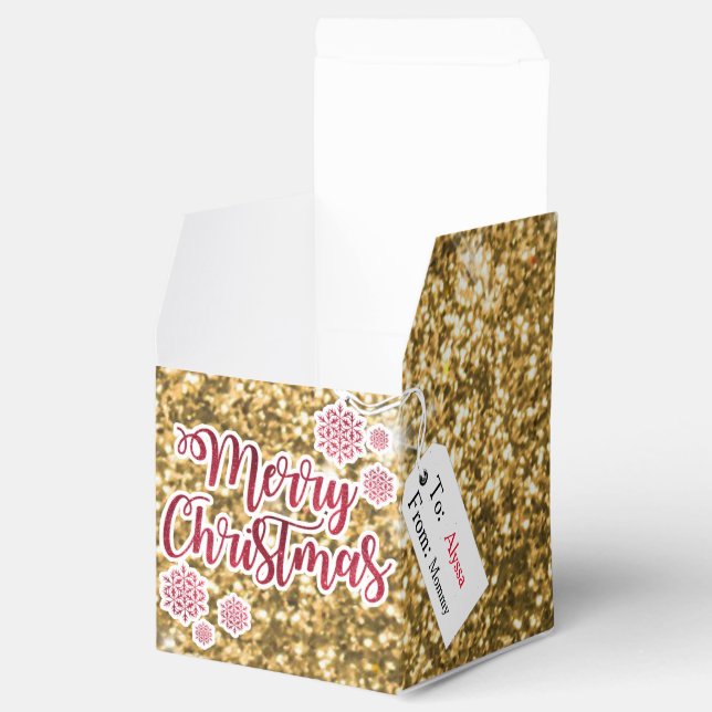 Christmas Gold Glitter Holiday Favour Box (Opened)