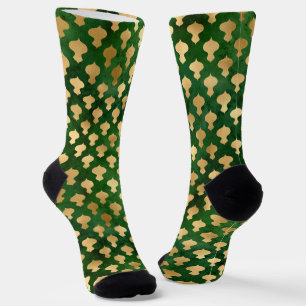 Christmas gold green decorative ornaments elegant socks