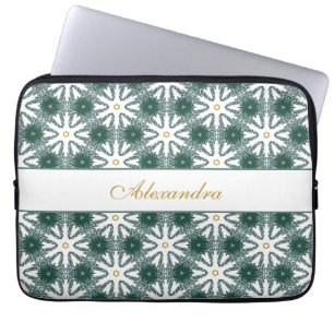Christmas Gold Green Pattern Personalised Laptop Sleeve