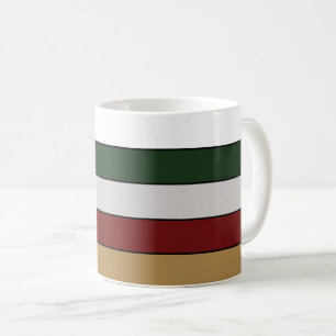 Christmas Gold Green Red Silver And White Stripes Coffee Mug