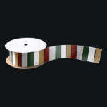 Christmas Gold Green Red Silver And White Stripes  Satin Ribbon<br><div class="desc">Gift Giving Package Satin Ribbon printed with a Christmas Gold Green Red Silver And White Stripes graphic art design illustration by TheFabricSeal print on demand shop at Zazzle.com #ZazzleMade ©️Original. https://www.zazzle.com/store/thefabricseal These beautiful coloured tones are inspired by the extensive Winter Season colour palette and can be used and welcomed any...</div>