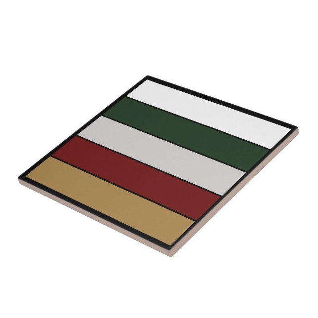 Christmas Gold Green Red Silver And White Stripes  Tile (Side)