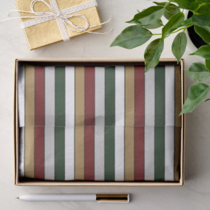 Christmas Gold Green Red Silver And White Stripes Tissue Paper