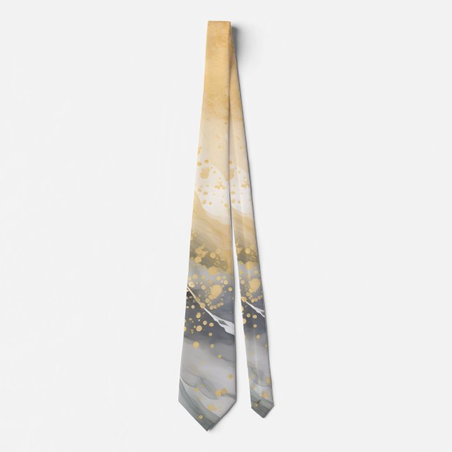 Christmas Gold Grey Volcanic Eruption Tie (Front)