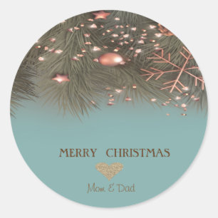 Christmas Gold Heart,Snowflake,Balls Classic Round Sticker