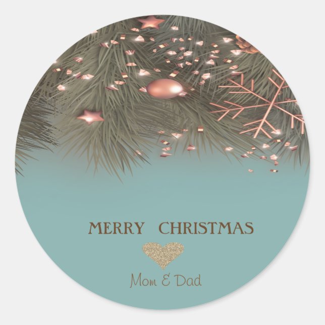 Christmas Gold Heart,Snowflake,Balls Classic Round Sticker (Front)