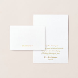 Christmas Gold JOY Stylised Poinsettia Monogram Foil Card