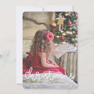 Christmas Gold Look Quatrefoil Add Photo and Name Holiday Card
