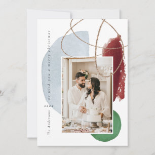 Christmas Gold Modern Geometric Photo Holiday Card