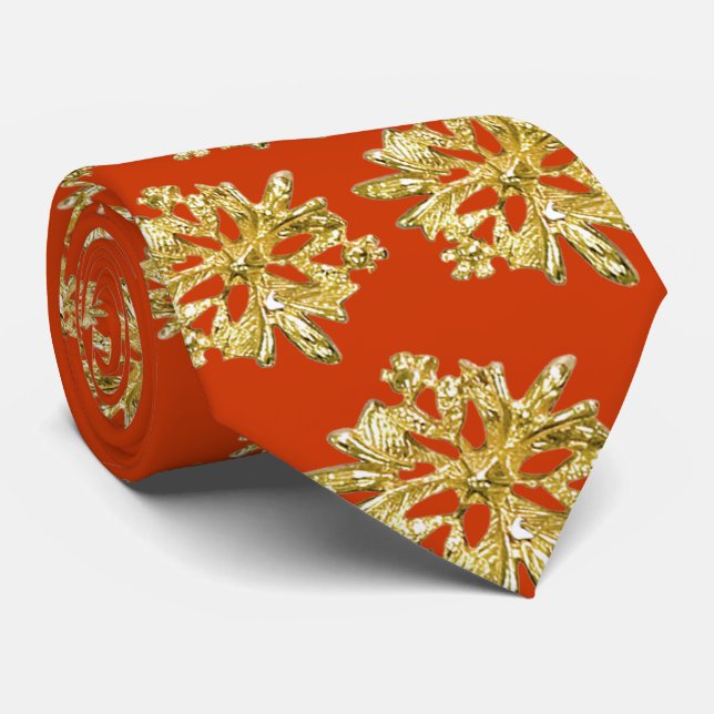 Christmas Gold Ornament Men's Tie (Rolled)