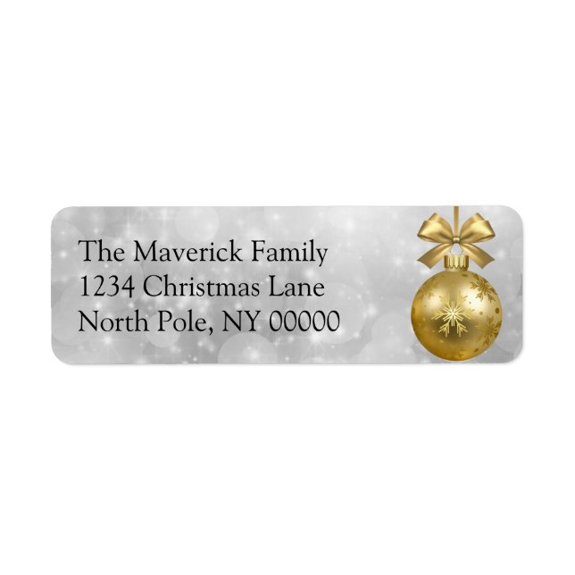 Christmas Gold Ornament Return Address Label (Front)