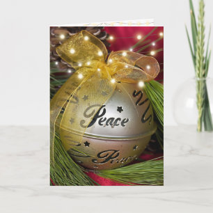 Christmas gold peace ornament holiday card