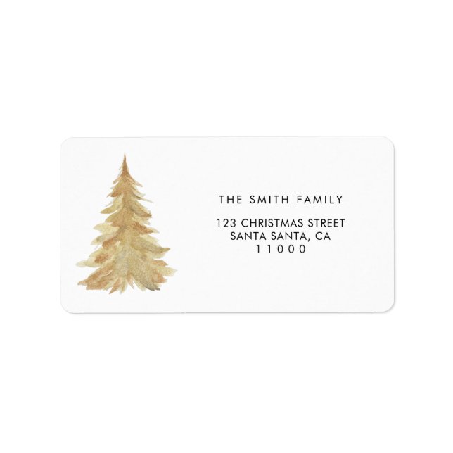 Christmas gold pine tree  label (Front)