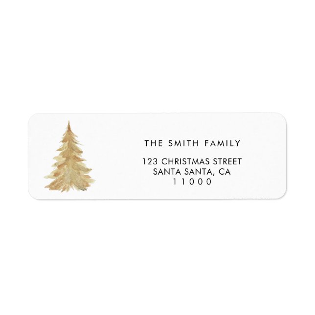 Christmas gold pine tree Return Address Envelope (Front)