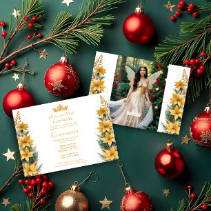 Christmas Gold Poinsettias Inspirations Floral Invitation