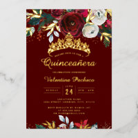 Christmas Gold Red Festive Foliage Quinceanera
