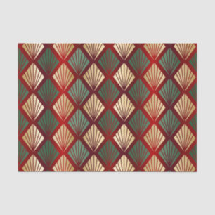 Christmas Gold Red Green Art Deco Tissue Paper