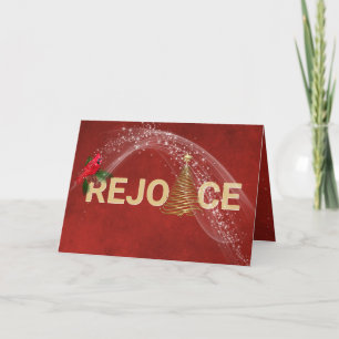 Christmas Gold Rejoice With Cardinal Card