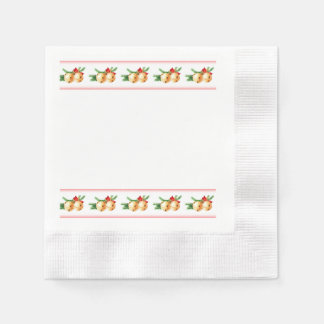 Christmas Gold Round Bells and Red Ribbon Border Napkin