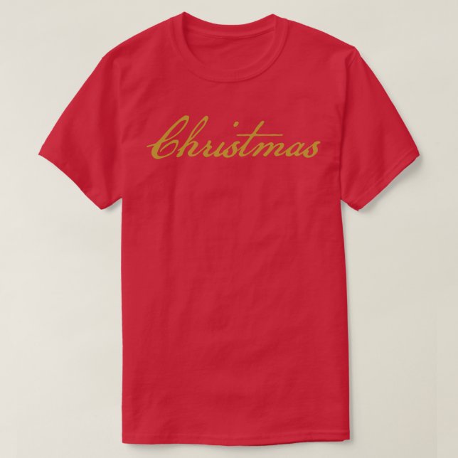 Christmas Gold Script Typography T-Shirt (Design Front)