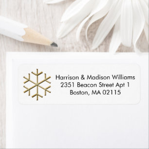 Christmas gold snowflake custom Return Address