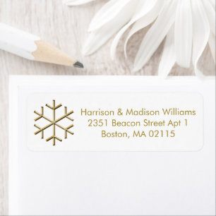 Christmas gold snowflake custom Return Address