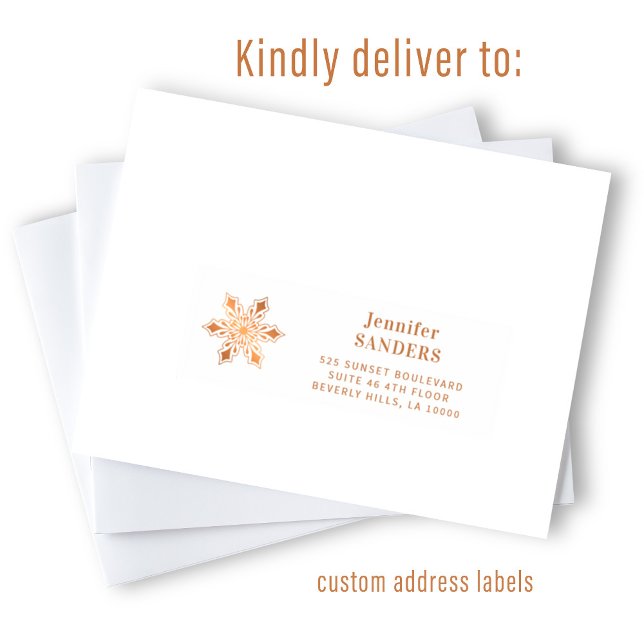 Christmas gold snowflake guest address labels (The size of the label is approx.. 2.9 inch x 1.1 inch   )