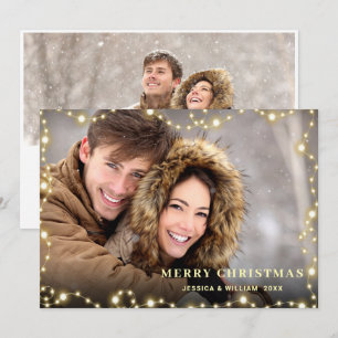 Christmas Gold Sparkle 2 PHOTO Greeting Holiday Card