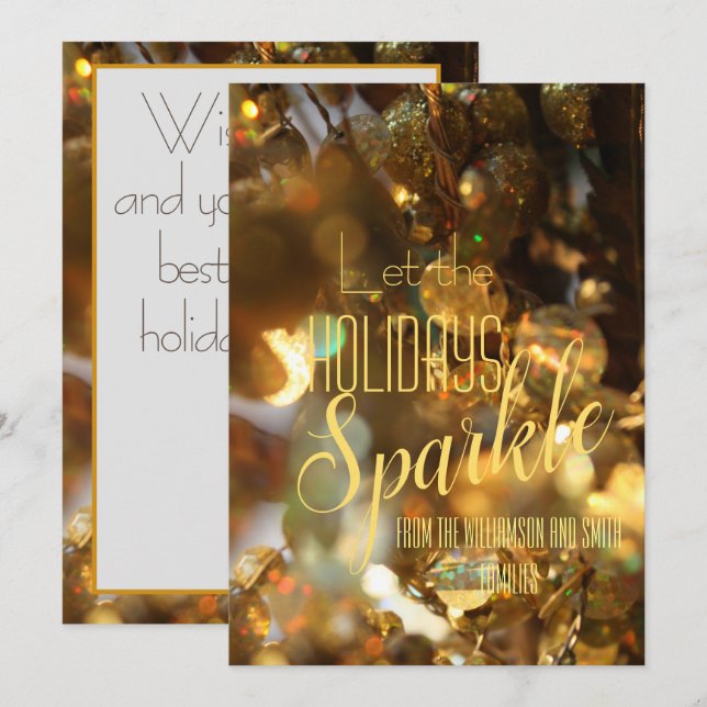 Christmas Gold Sparkle Modern Script Invitation (Front/Back)
