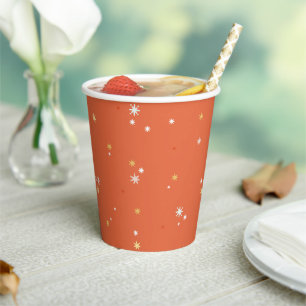 Christmas Gold Star Festive Modern Winter Holidays Paper Cups
