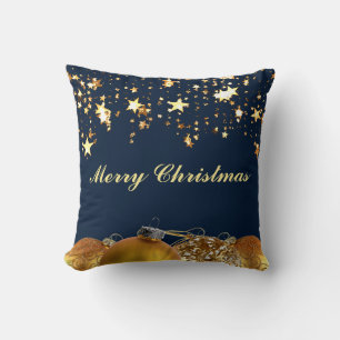 Christmas Gold Stars, Baubles, Tree and Message Cushion
