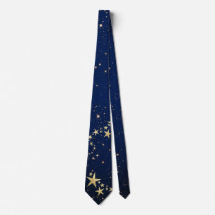 Christmas Gold Stars on Blue Tie