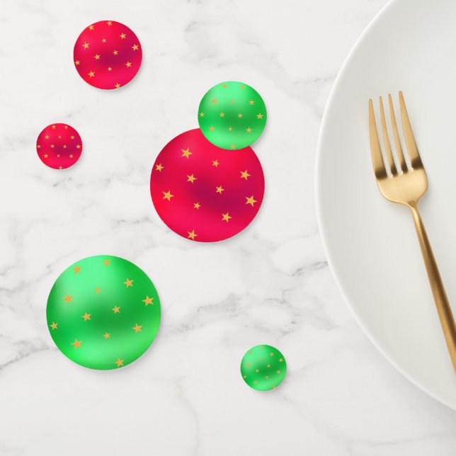 Christmas Gold Stars on Green & Red Table Confetti (Group)