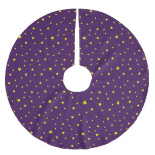 Christmas Gold Stars on Purple Tree Skirt
