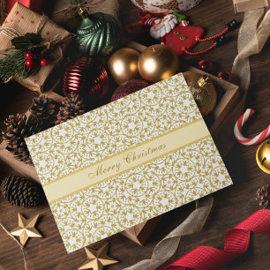 Christmas Gold Stars Pattern Personalised Yellow Card