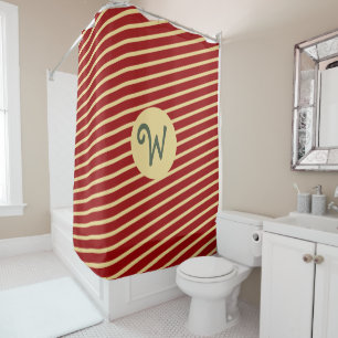 Christmas Gold stripes red matching family Custom Shower Curtain