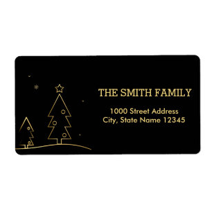 Christmas Gold Tree with Black Background