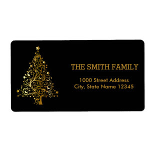 Christmas Gold Tree with Black Background