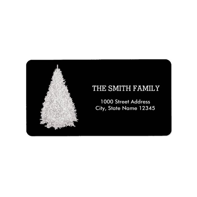 Christmas Gold Tree with Black Background Label (Front)