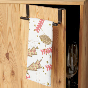 Christmas Gold Trees Kitchen Towels
