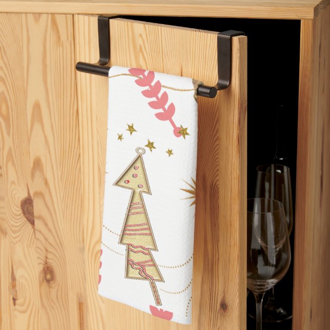 Christmas Gold Trees Kitchen Towels (Thirds Fold)