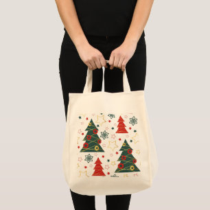 Christmas Gold Twinkle Starry Pines Tote Bag