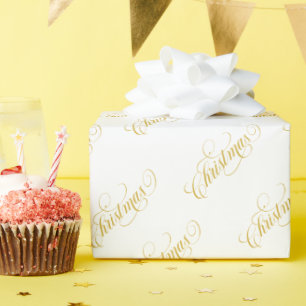Christmas Gold Typography Pattern Wrapping Paper