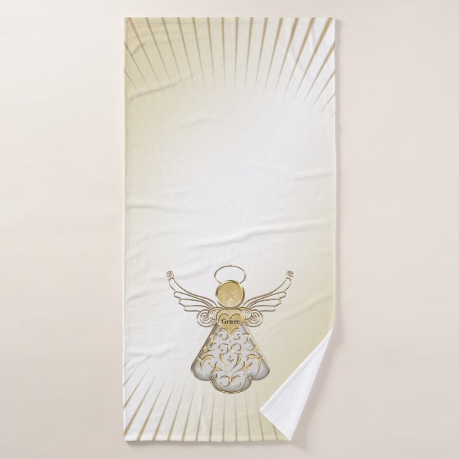 Christmas Gold/White Filigree Angel of Grace Bath  Bath Towel Set (Bath Towel)