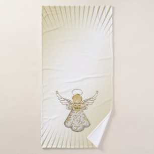 Christmas Gold/White Filigree Angel of Grace Bath  Towel Set
